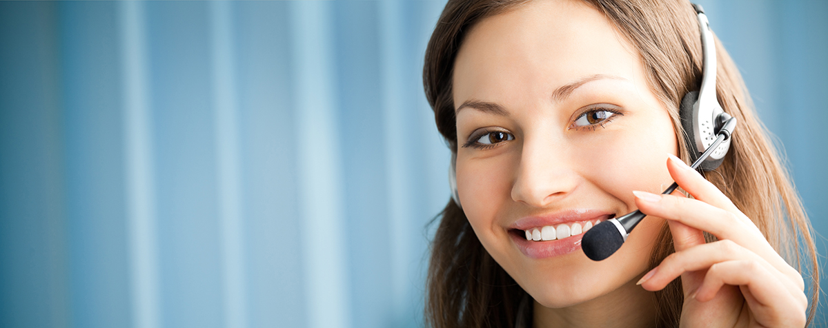 Smiling woman with a headset