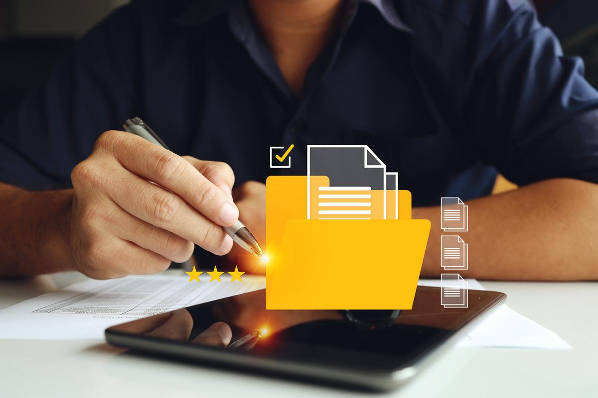 Man working with digital file