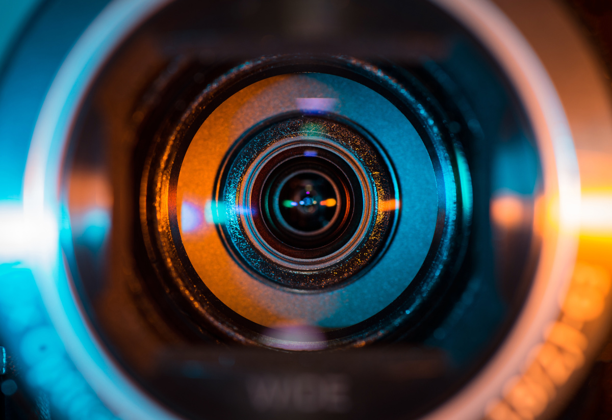 A close up of a video surveillance camera