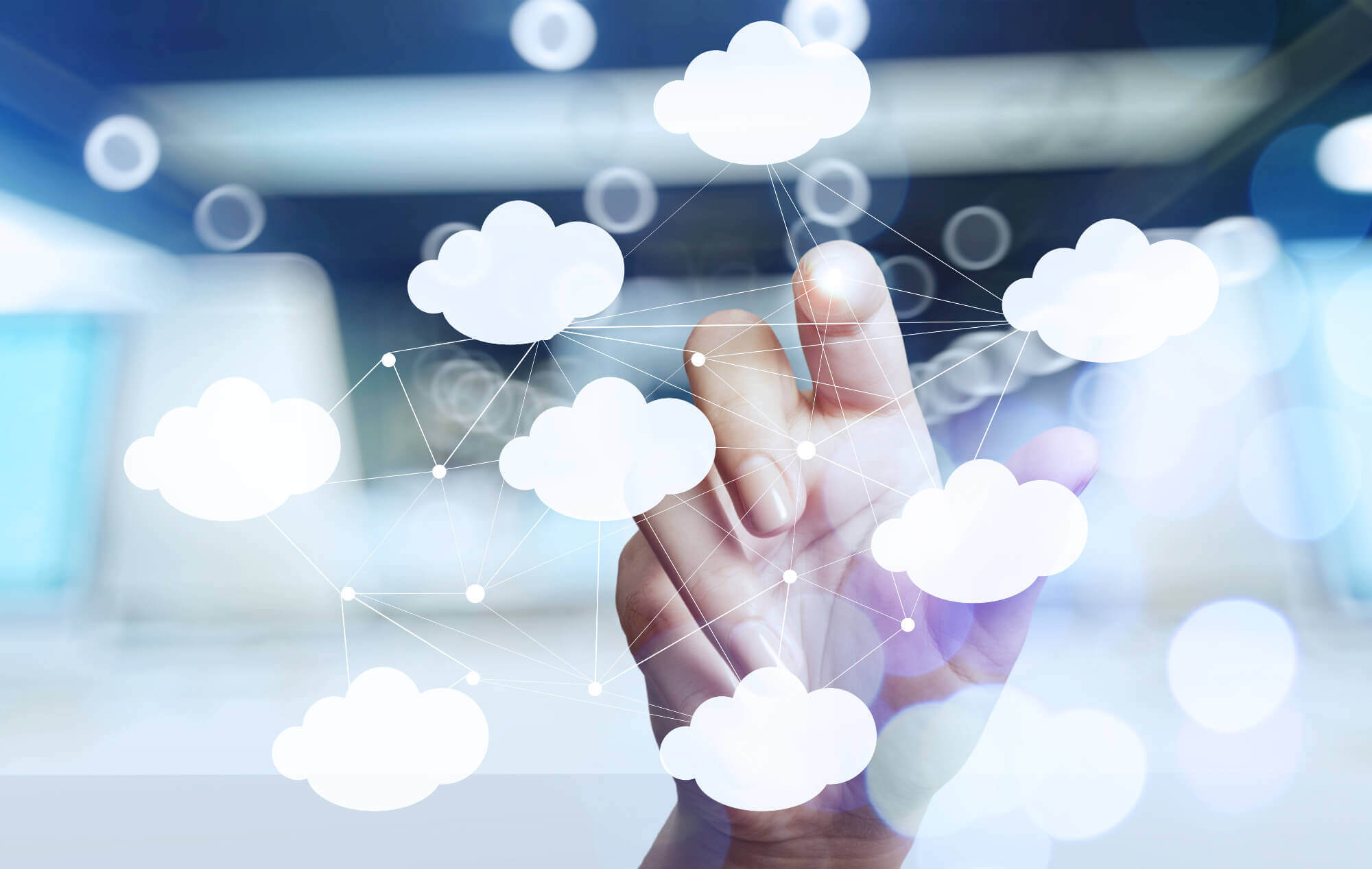 Stylized depiction of cloud computing infrastructure
